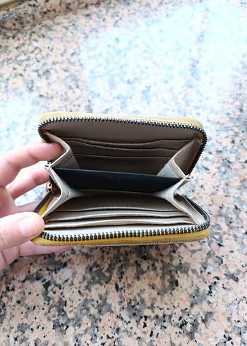 Gri ve sarı Renkli Fermuarlı Kadın Cüzdanı - Görsel 2