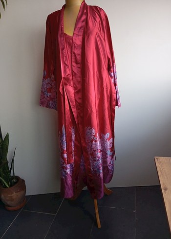 Bordo Bohem Uzun Kadın Sabahlık - Görsel 6