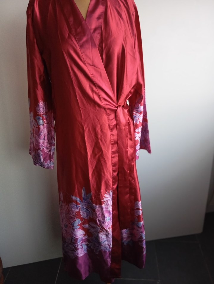 Bordo Bohem Uzun Kadın Sabahlık - Görsel 5