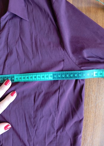 xl Beden bordo Renk Bordo V Yaka Düğmeli Kadın Gömlek