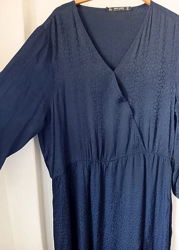 Zara Lacivert Yılan Desenli Uzun Kadın Elbise