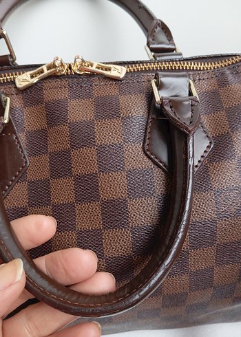 Kahverengi Deri Kareli Kadın Çanta - Görsel 8