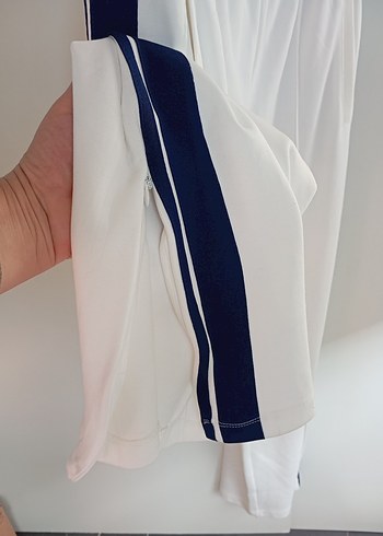 Kadın Gri Yan Şeritli Beyaz Rahat Eşofman - Görsel 7