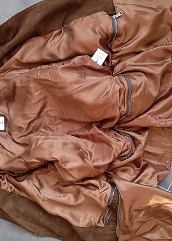 Kahverengi Süet Kemerli Kadın Biker Ceket - Görsel 5