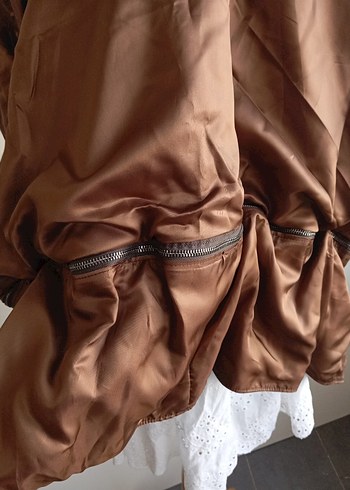 Kahverengi Süet Kemerli Kadın Biker Ceket - Görsel 9