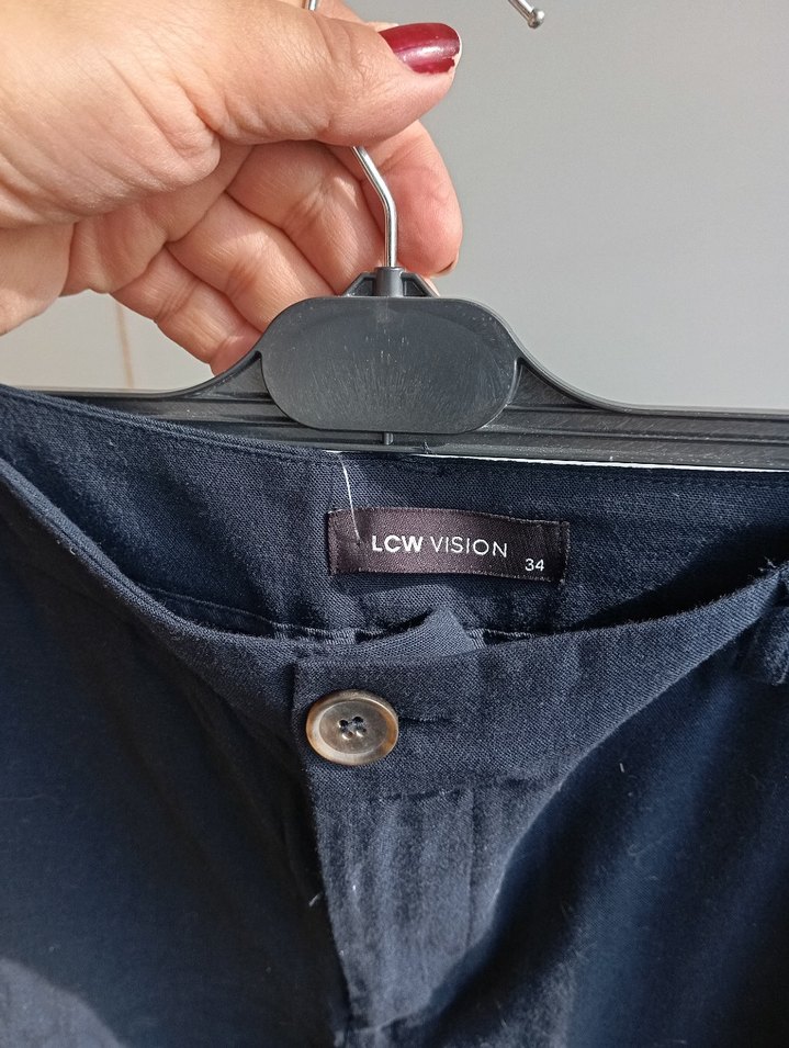 Lacivert Kadın Normal Boy keten wide leg - Görsel 3