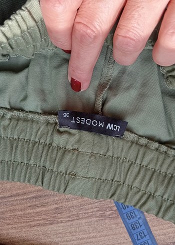 Kadın Bej Keten Bol Kesim Kemerli Pantolon - Görsel 6