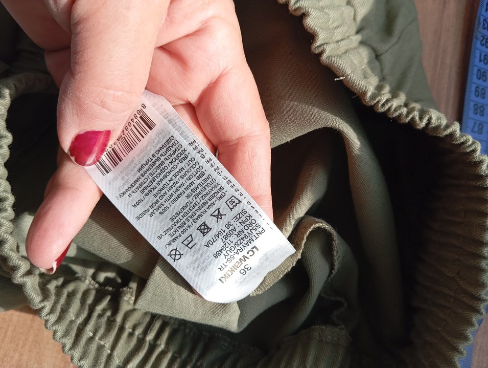 Kadın Bej Keten Bol Kesim Kemerli Pantolon - Görsel 5