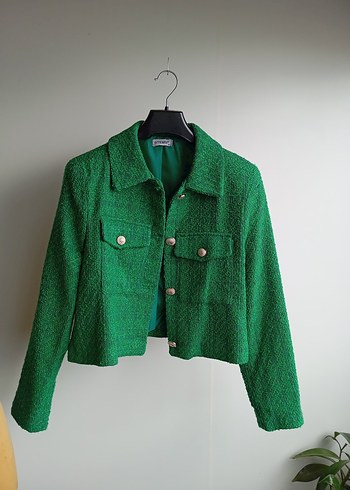 Yeşil Düğmeli Midi Kadın Triko Ceket - Görsel 2