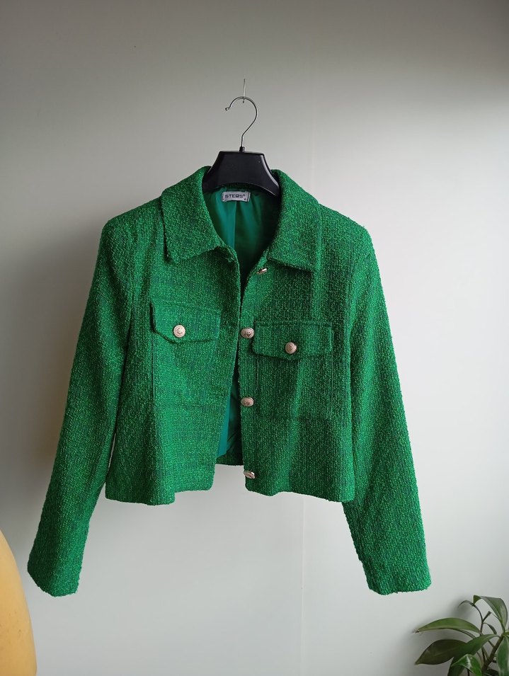 Yeşil Düğmeli Midi Kadın Triko Ceket - Görsel 2