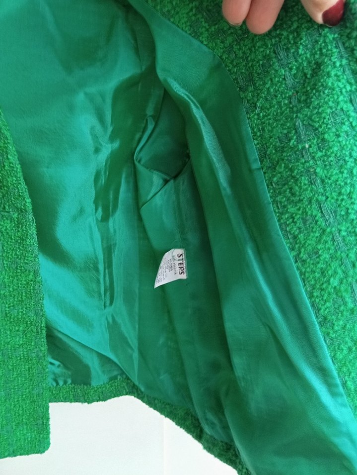 Yeşil Düğmeli Midi Kadın Triko Ceket - Görsel 4