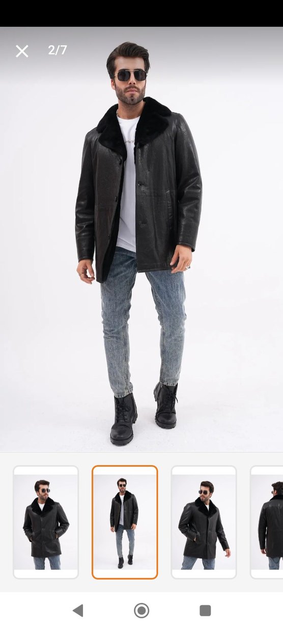 Siyah Kürklü Deri Erkek Ceket - Görsel 2