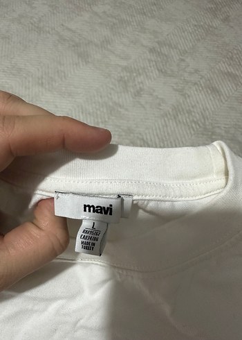 Mavi marka Beyaz Kısa Kollu Oversize Keten Tişört - Görsel 2