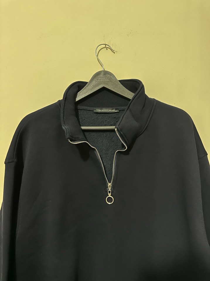 Kadın Gri Yarım Fermuarlı Sweatshirt - Görsel 3