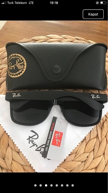 Beden Rayban siyah mat walferer güneş gözlüğü