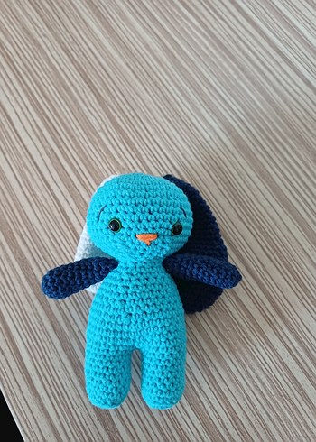 Renkli Mavi Örgü Peluş Tavşan Oyuncak - Görsel 2