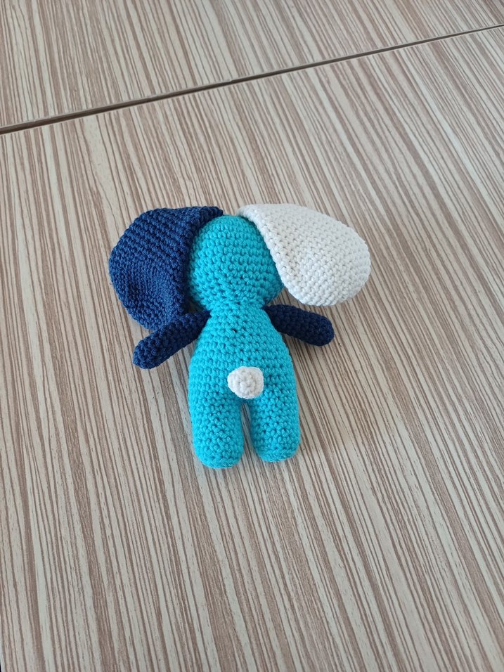 Renkli Mavi Örgü Peluş Tavşan Oyuncak - Görsel 3