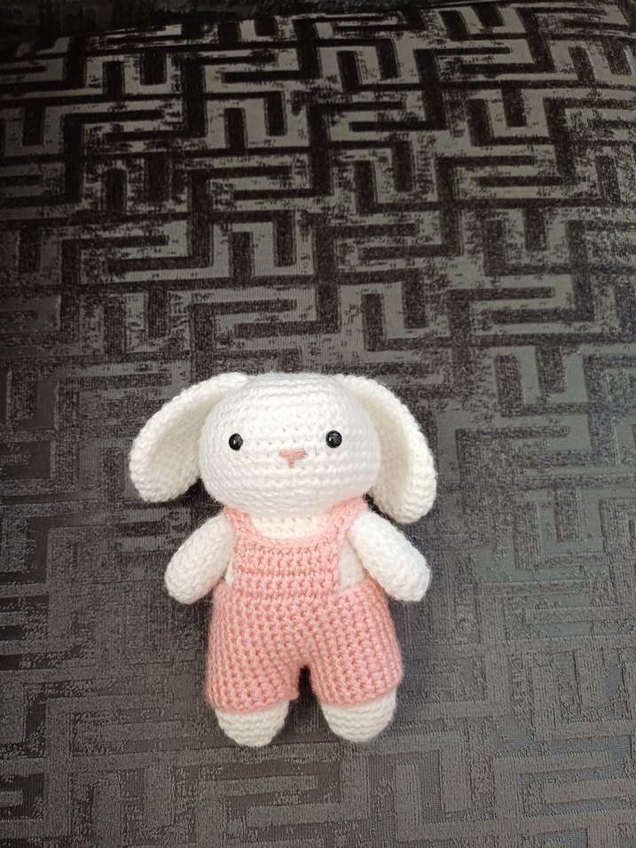 Pembe Örgü Tavşan Peluş Oyuncak - Görsel 2