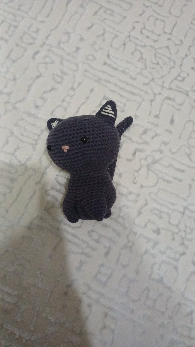 Beyaz amigurumi Oyuncak Kedi - Görsel 4