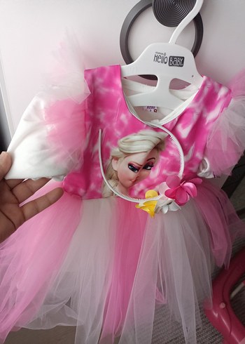 Çiçek Detaylı Pembe Kız Çocuk Elbisesi - Görsel 3