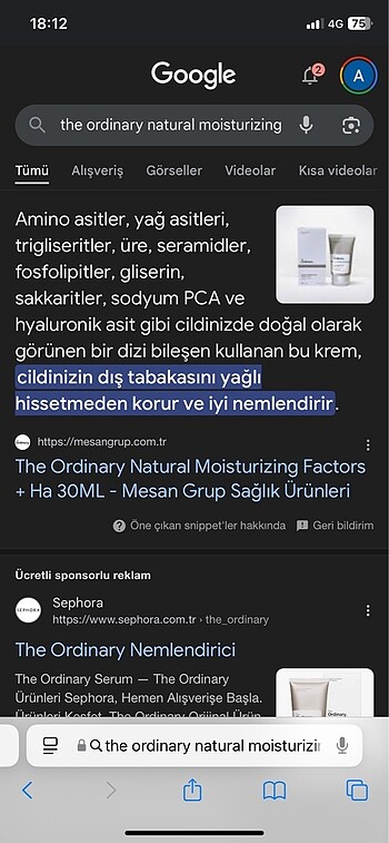 Beden Renk The ordinary natural mousturizing Factors + HA