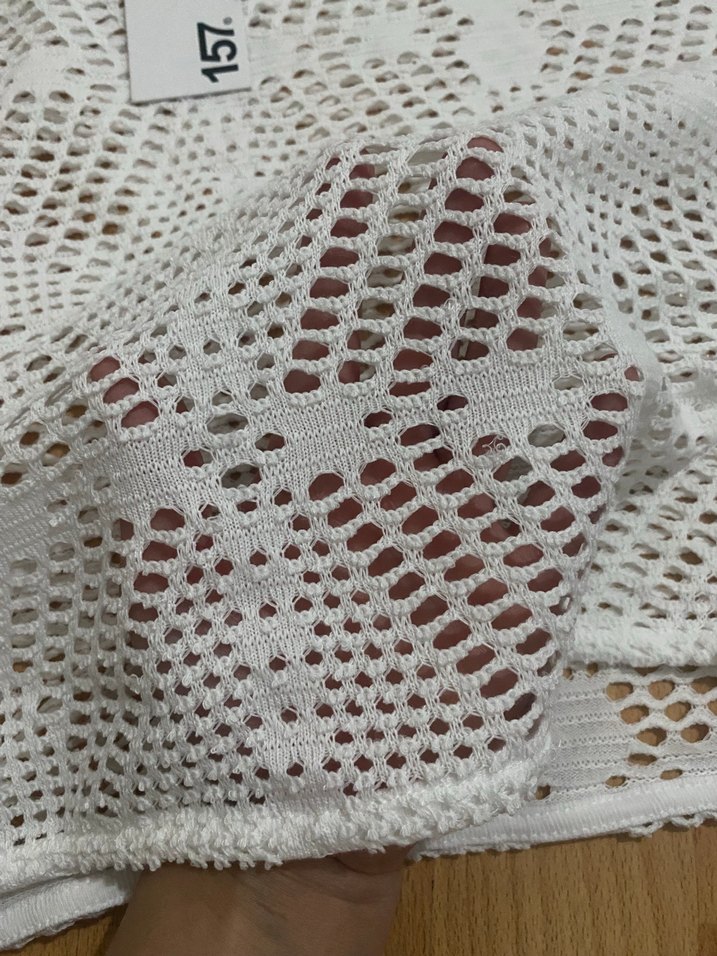 Beyaz V Yaka Örgü Kadın Kazak - Görsel 2