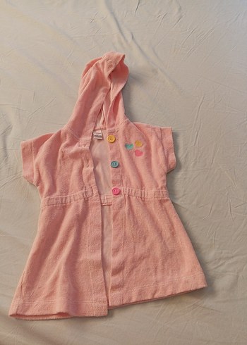 LC Waikiki Kız Çocuk Pembe Nakışlı Kapüşonlu Bornoz