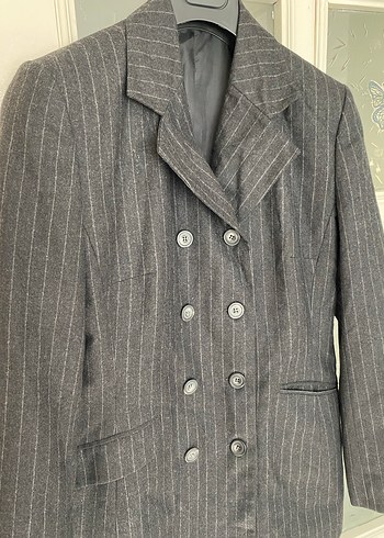 Düğmeli Gri Kadın Blazer Ceket - Görsel 4