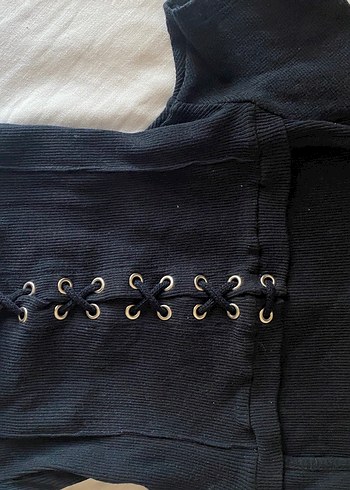 xs Beden Lacivert Bluz Crop