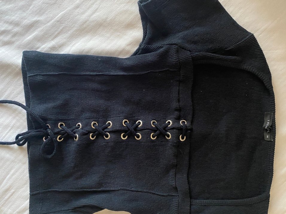 Lacivert Bluz Crop - Görsel 2