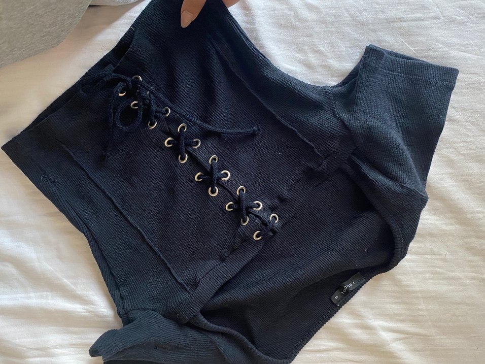 Lacivert Bluz Crop - Görsel 4