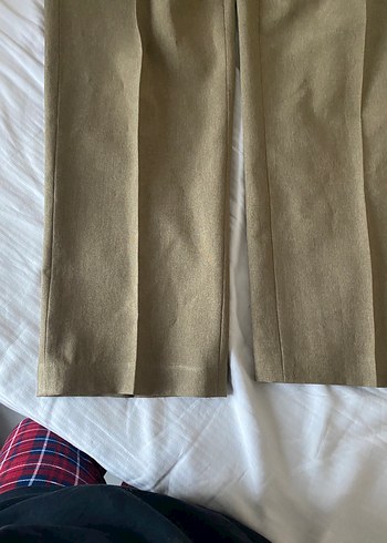 Düğmeli Keten Bej Kadın Pantolon - Görsel 4