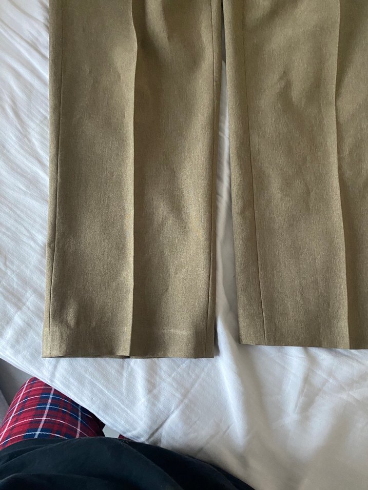 Düğmeli Keten Bej Kadın Pantolon - Görsel 4