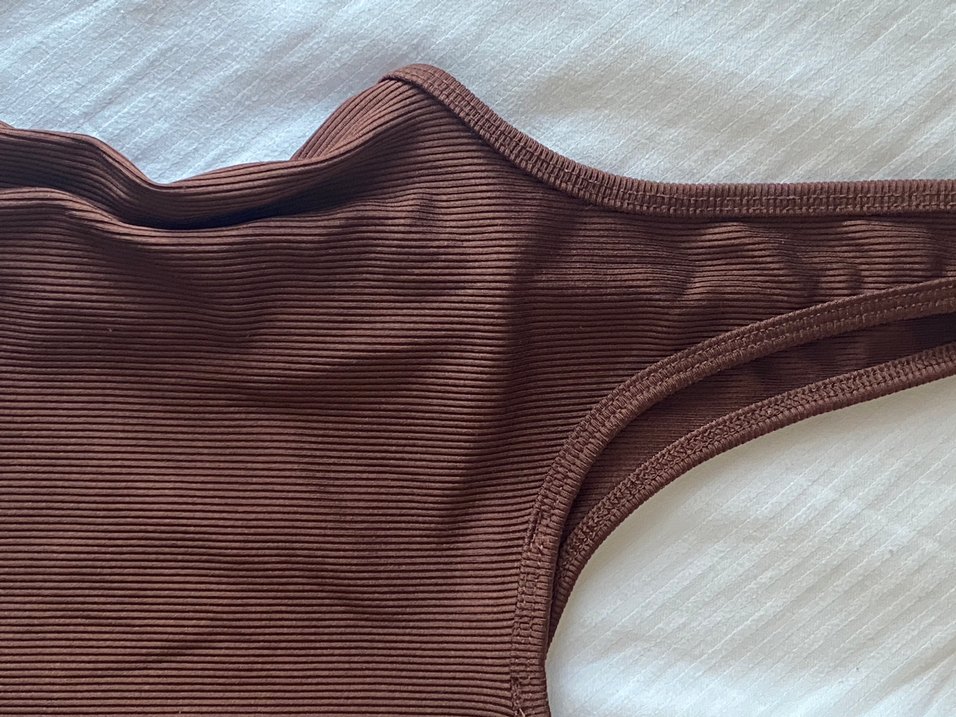 Kadın Kahverengi Sade Crop Top - Görsel 3