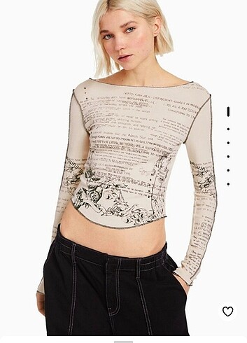 Bershka Desenli Uzun Kollu Tshirt