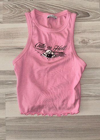 cute as hell angel girl pembe crop üst