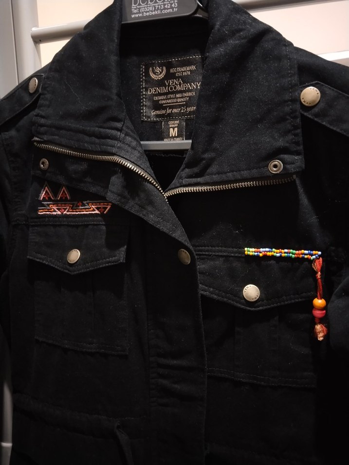 Tokalı Siyah Denim Kadın Ceket - Görsel 2