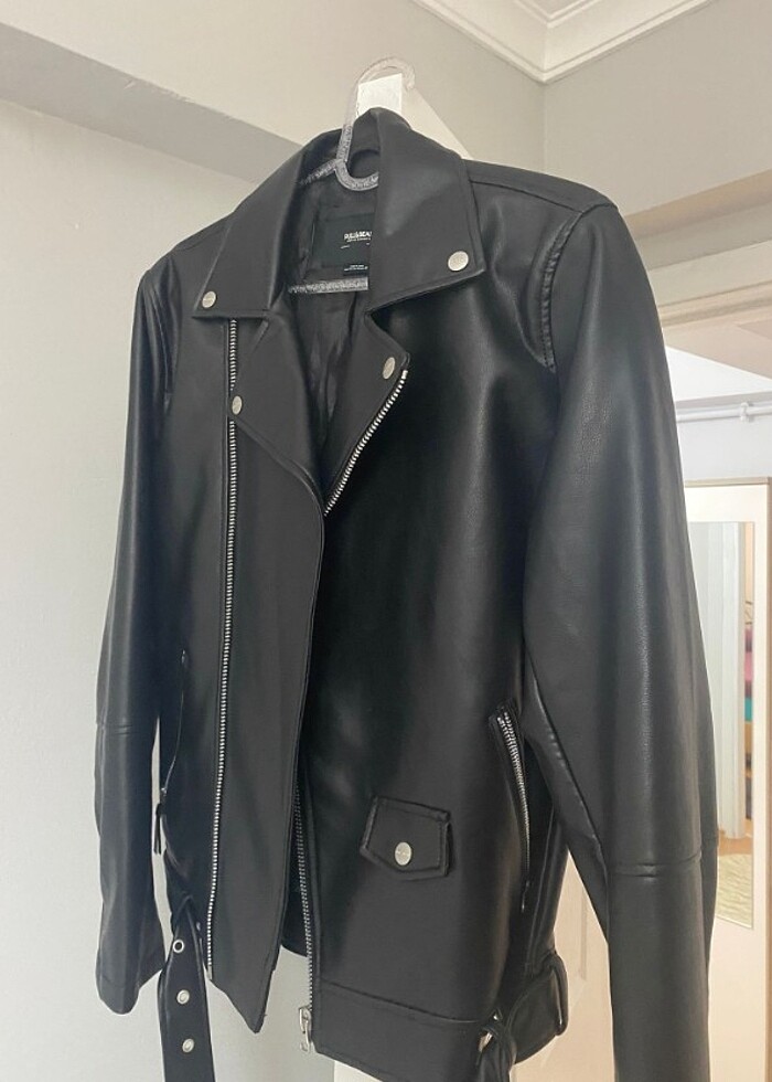 pull and bear deri ceket - Görsel 2