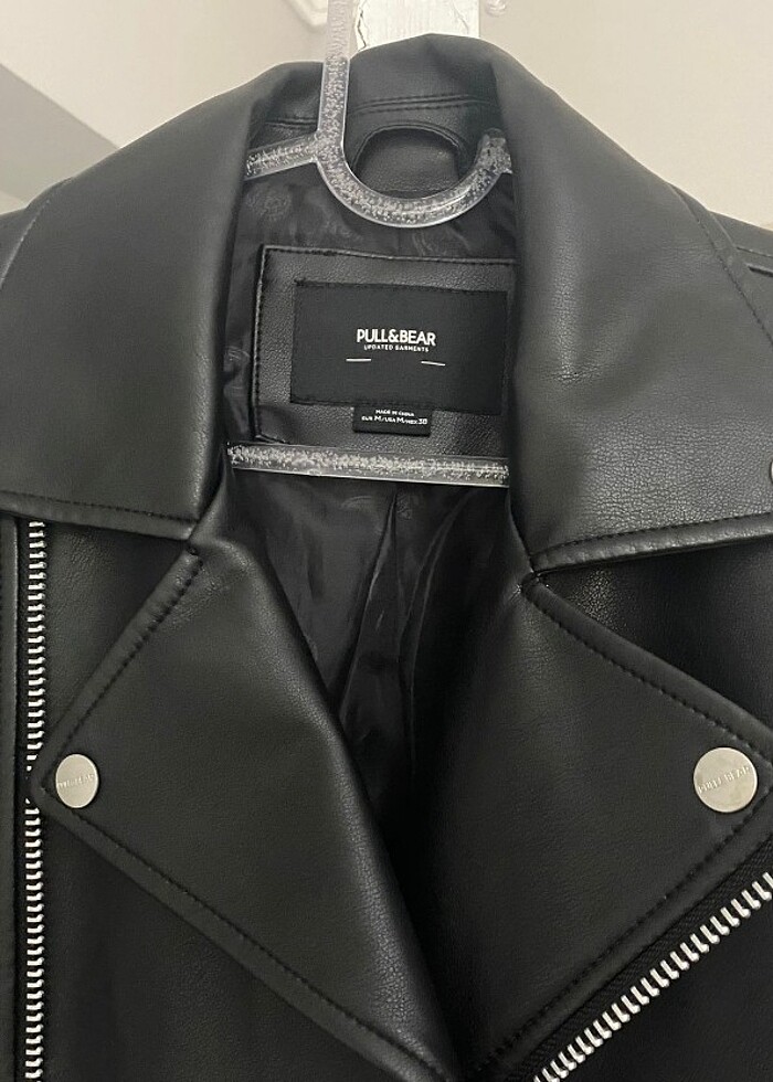 pull and bear deri ceket - Görsel 4