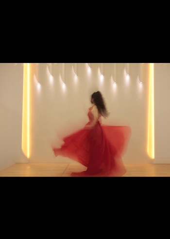 Drapeli Kırmızı Uzun Straplez Kadın Abiye - Görsel 4