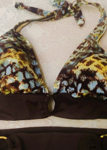 Pierre Cardin PİERRE CARDİN Kahverengi Yılan Desenli Bohem Bikini