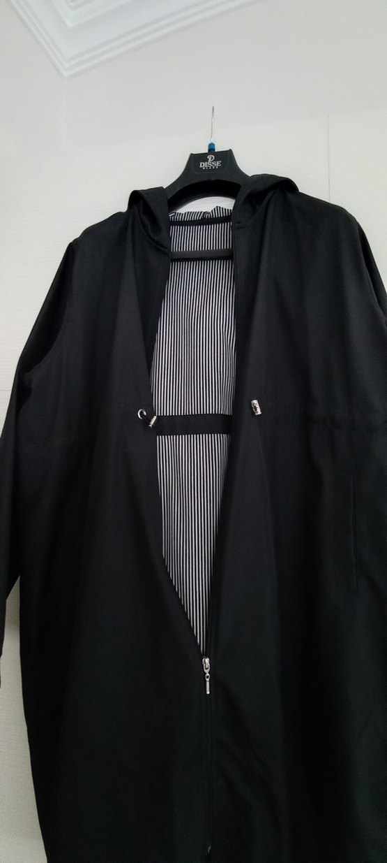 Siyah Uzun Kadın Panço yağmurluk - Görsel 2