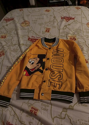 Sarı Baskılı Mickey Mouse Düğmeli Erkek Ceket - Görsel 2