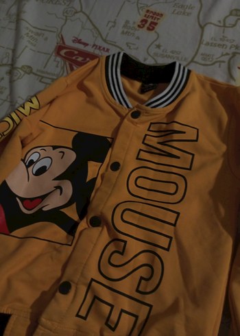 Sarı Baskılı Mickey Mouse Düğmeli Erkek Ceket - Görsel 7