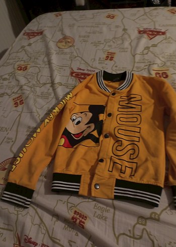 Sarı Baskılı Mickey Mouse Düğmeli Erkek Ceket - Görsel 3