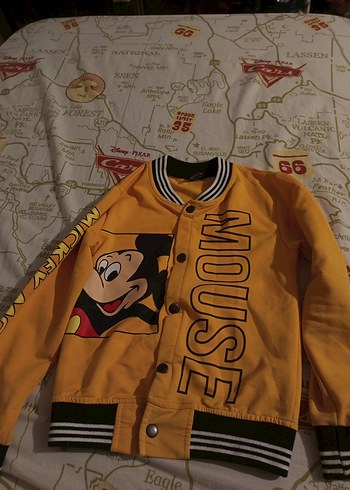 Sarı Baskılı Mickey Mouse Düğmeli Erkek Ceket - Görsel 4