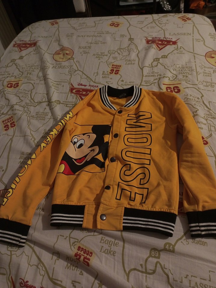 Sarı Baskılı Mickey Mouse Düğmeli Erkek Ceket - Görsel 2