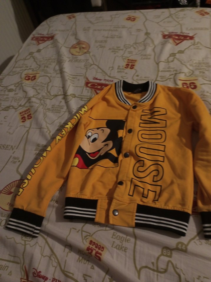 Sarı Baskılı Mickey Mouse Düğmeli Erkek Ceket - Görsel 3