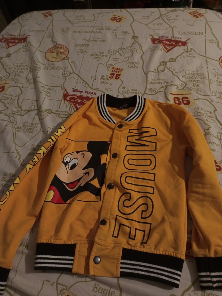 Sarı Baskılı Mickey Mouse Düğmeli Erkek Ceket - Görsel 4