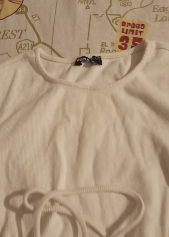 Kızlar için Beyaz Keten Uzun Kollu Halter Yaka - Görsel 5